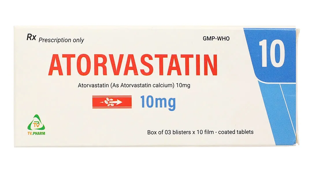Atorvastatin 10mg TV.Pharm (H/30v) - Thuốc điều trị tăng cholesterol toàn phần, LDL-cholesterol (3 vỉ x 10 viên)